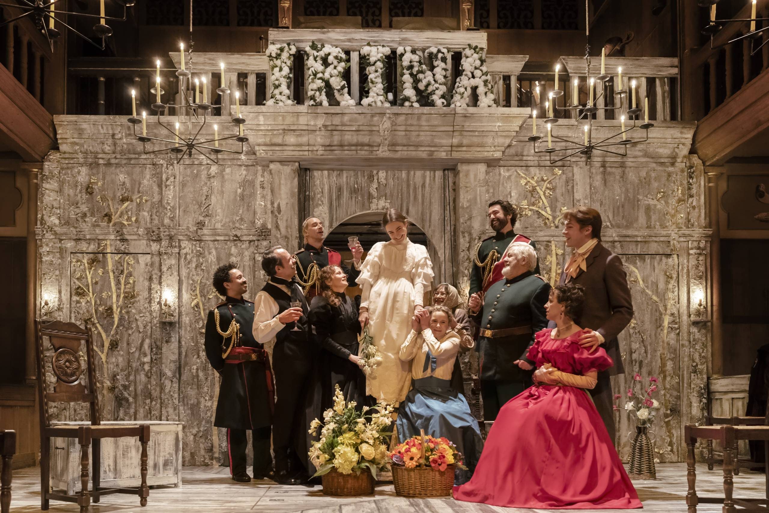 The cast of Three Sisters in Three Sisters. Photographed by Johan Persson.