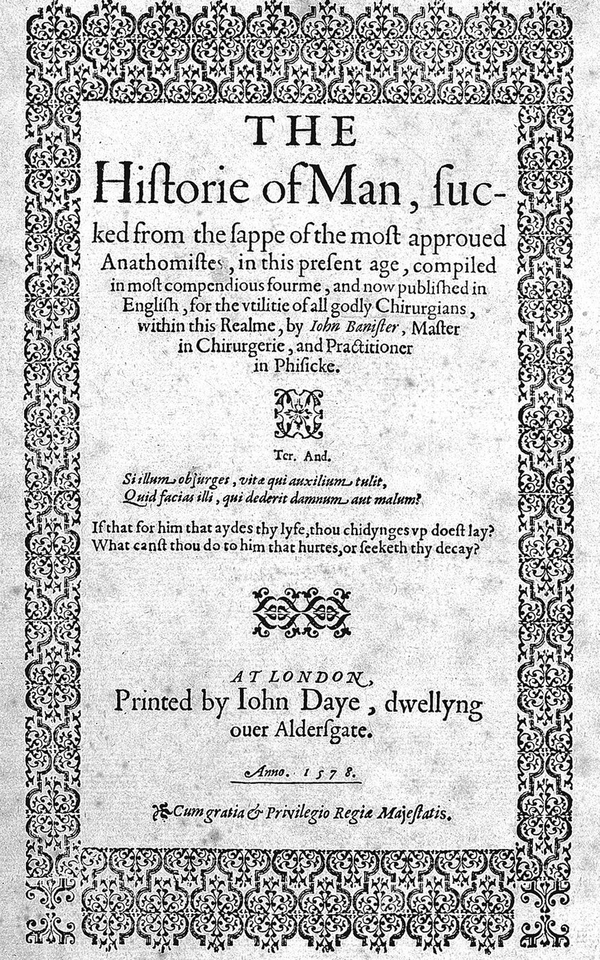 The title page from John Banister's The History of Man