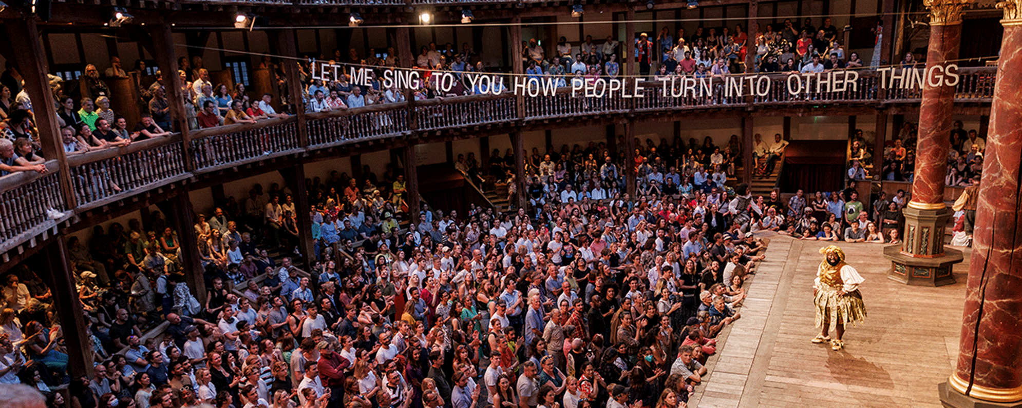 The crowd at Shakespeare's Globe watching the 2023 production of As You Like It.