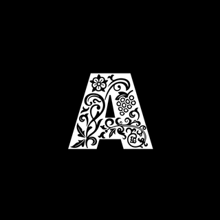 Stylised white letter 'A' on a black background