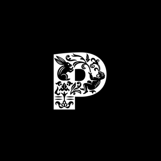 Stylised white letter 'P' on a black background